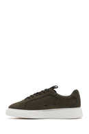 Men's Khaki Lace-Up Nubuck Leather Sneaker | Derimod
