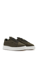 Men's Khaki Lace-Up Nubuck Leather Sneaker | Derimod