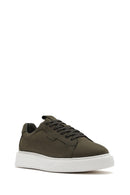 Men's Khaki Lace-Up Nubuck Leather Sneaker | Derimod