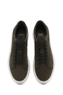 Men's Khaki Lace-Up Nubuck Leather Sneaker | Derimod