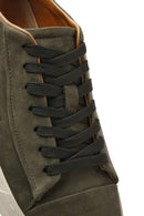 Erkek Haki Bağcıklı Nubuk Deri Sneaker | Derimod