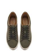 Erkek Haki Bağcıklı Nubuk Deri Sneaker | Derimod