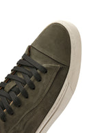 Erkek Haki Bağcıklı Nubuk Deri Sneaker | Derimod