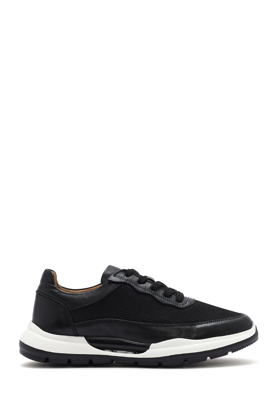 Erkek Siyah Bağcıklı Deri Sneaker 25SFD611314 | Derimod