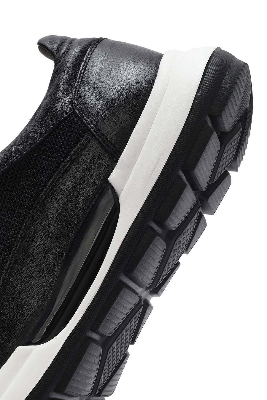 Erkek Siyah Bağcıklı Deri Sneaker
