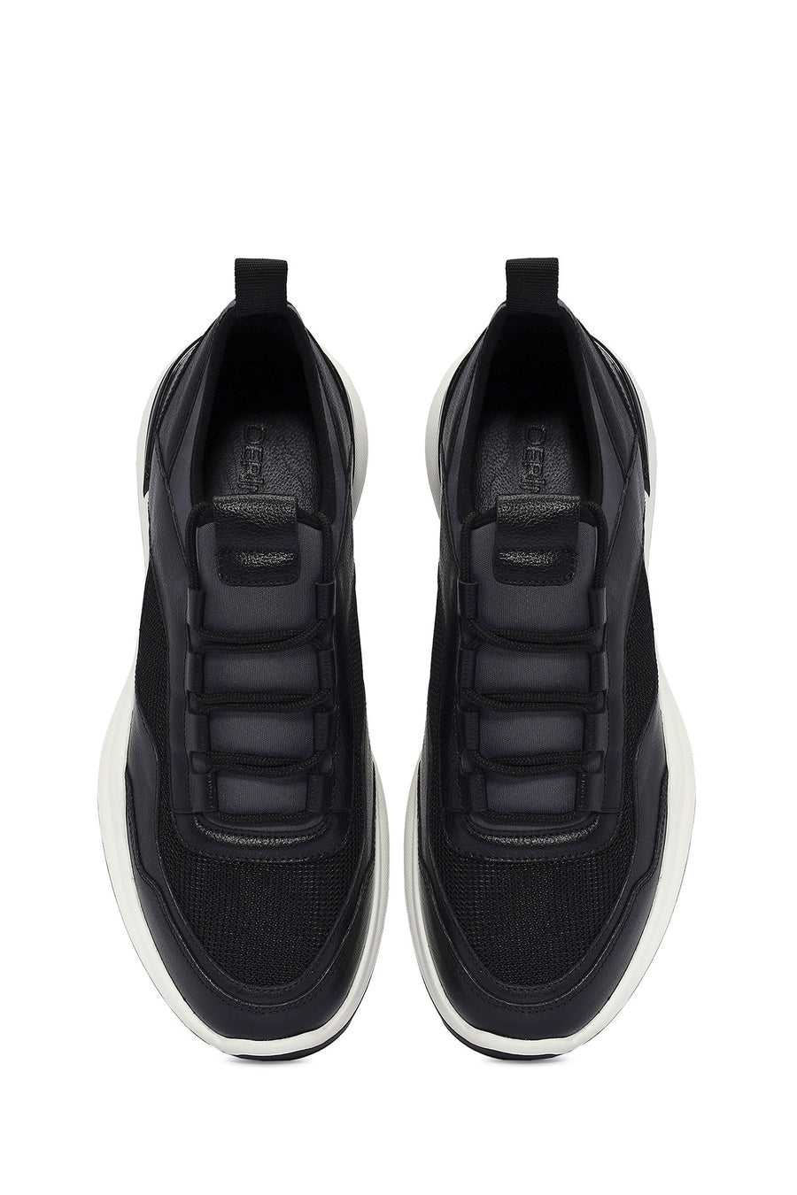 Erkek Siyah Bağcıklı Deri Casual Sneaker