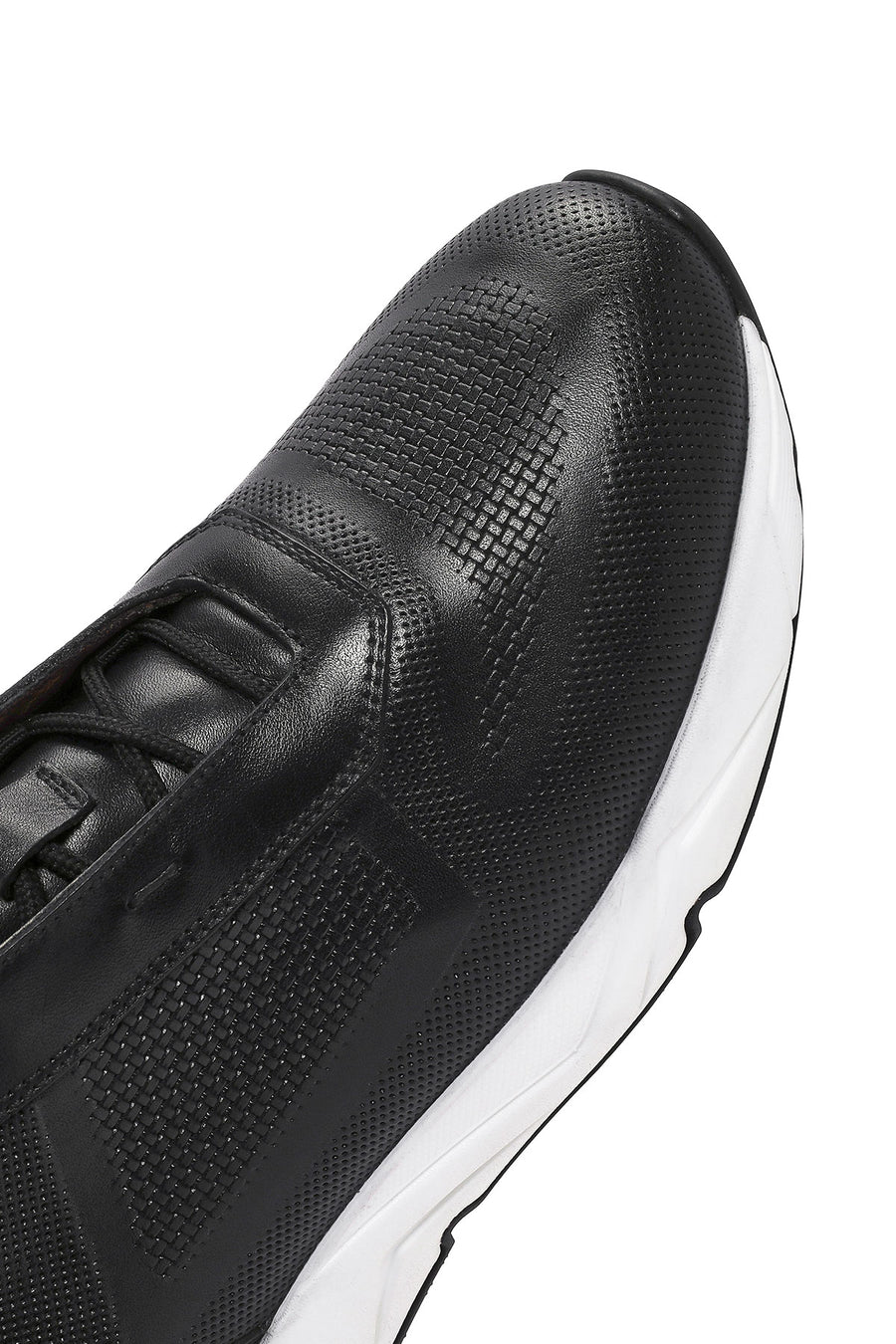 Men's Black Lace-up Leather Sneaker