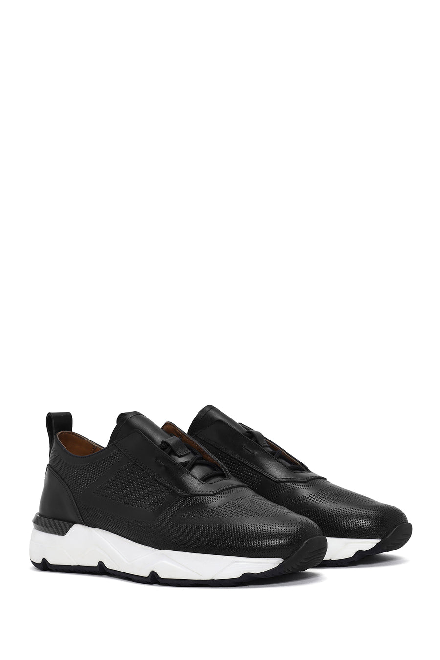 Men's Black Lace-up Leather Sneaker