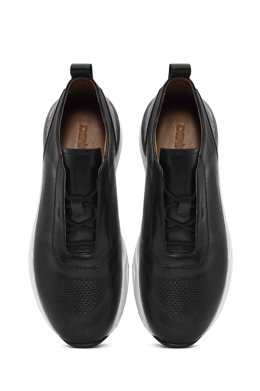 Men's Black Lace-up Leather Sneaker