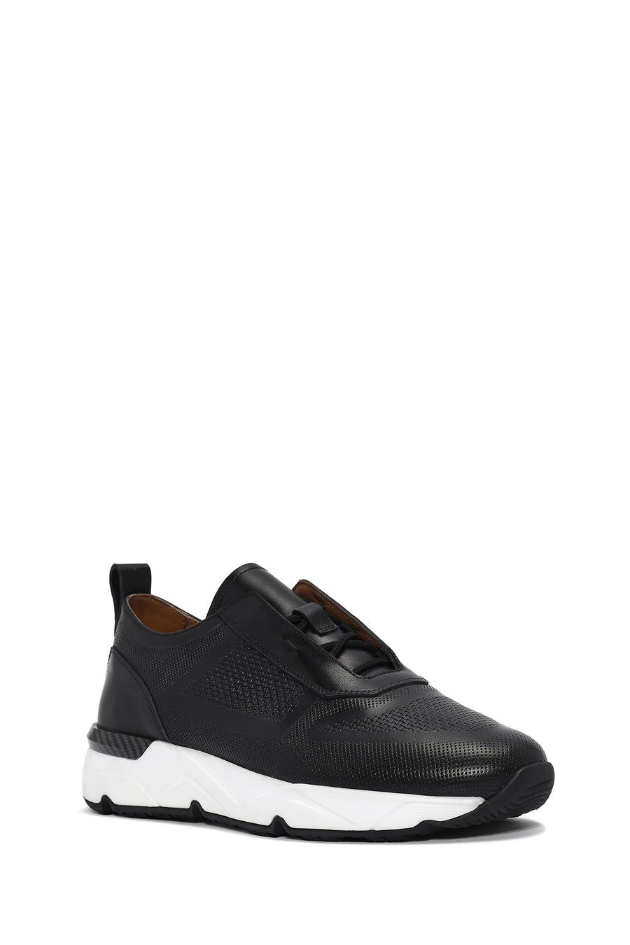 Men's Black Lace-up Leather Sneaker