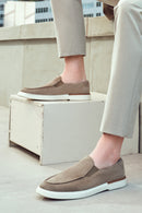 Erkek Bej Süet Deri Casual Loafer | Derimod