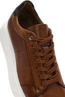 Erkek Taba Bağcıklı Kalın Tabanlı Deri Sneaker | Derimod