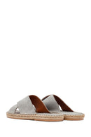 Erkek Gri Süet Deri Espadril Terlik | Derimod