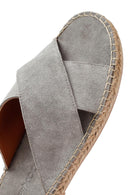 Erkek Gri Süet Deri Espadril Terlik | Derimod