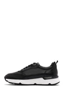 Men's Black Lace-up Thick-Sole Leather Sneaker | Derimod