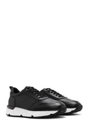 Men's Black Lace-up Thick-Sole Leather Sneaker | Derimod
