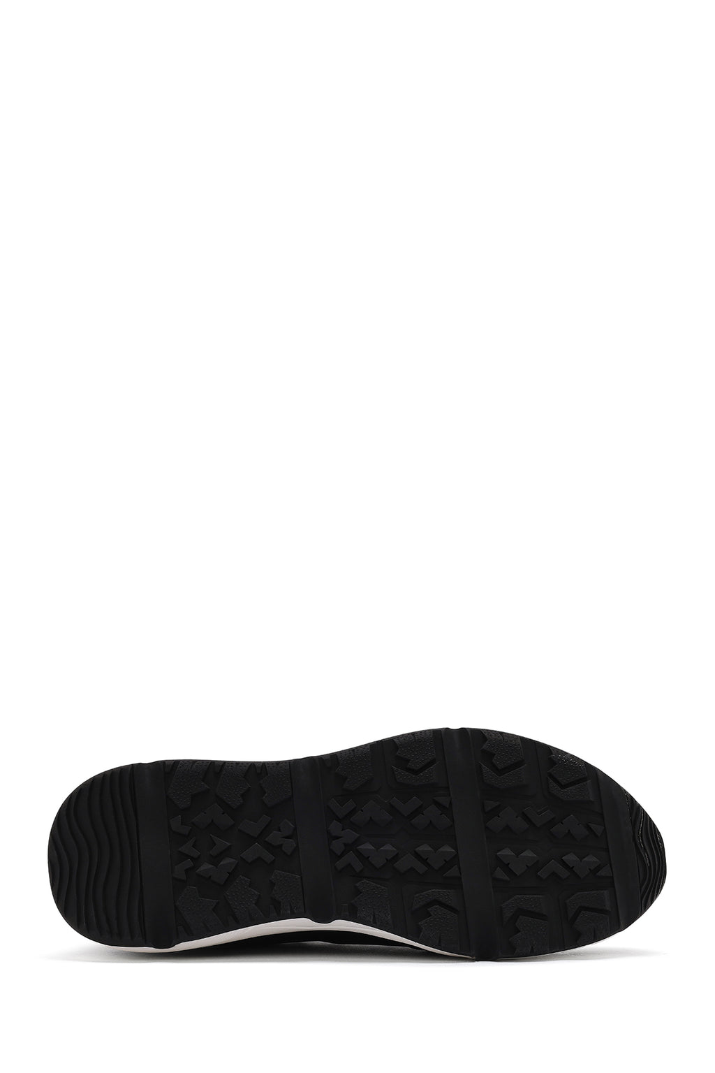 Erkek Siyah Bağcıklı Kalın Tabanlı Deri Sneaker