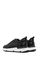 Men's Black Lace-up Thick-Sole Leather Sneaker | Derimod