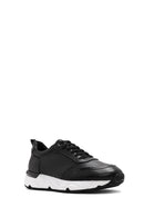 Men's Black Lace-up Thick-Sole Leather Sneaker | Derimod