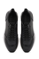 Men's Black Lace-up Thick-Sole Leather Sneaker | Derimod