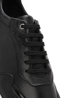 Men's Black Lace-up Thick-Sole Leather Sneaker | Derimod