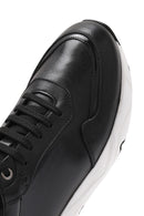 Men's Black Lace-up Thick-Sole Leather Sneaker | Derimod