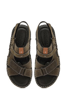 Erkek Haki Deri Sandalet | Derimod