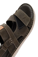 Erkek Haki Bantlı Deri Sandalet | Derimod