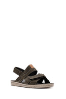 Erkek Haki Bantlı Deri Sandalet | Derimod