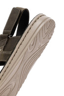 Erkek Haki Bantlı Deri Sandalet | Derimod