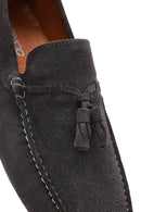 Erkek Gri Püsküllü Süet Deri Loafer | Derimod