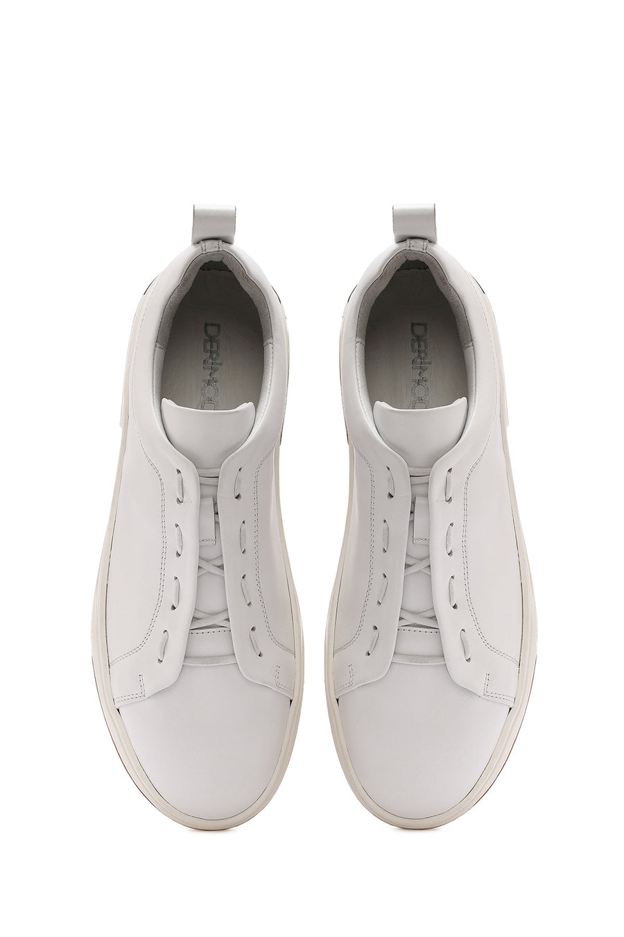 Men's White Lace-up Leather Sneaker