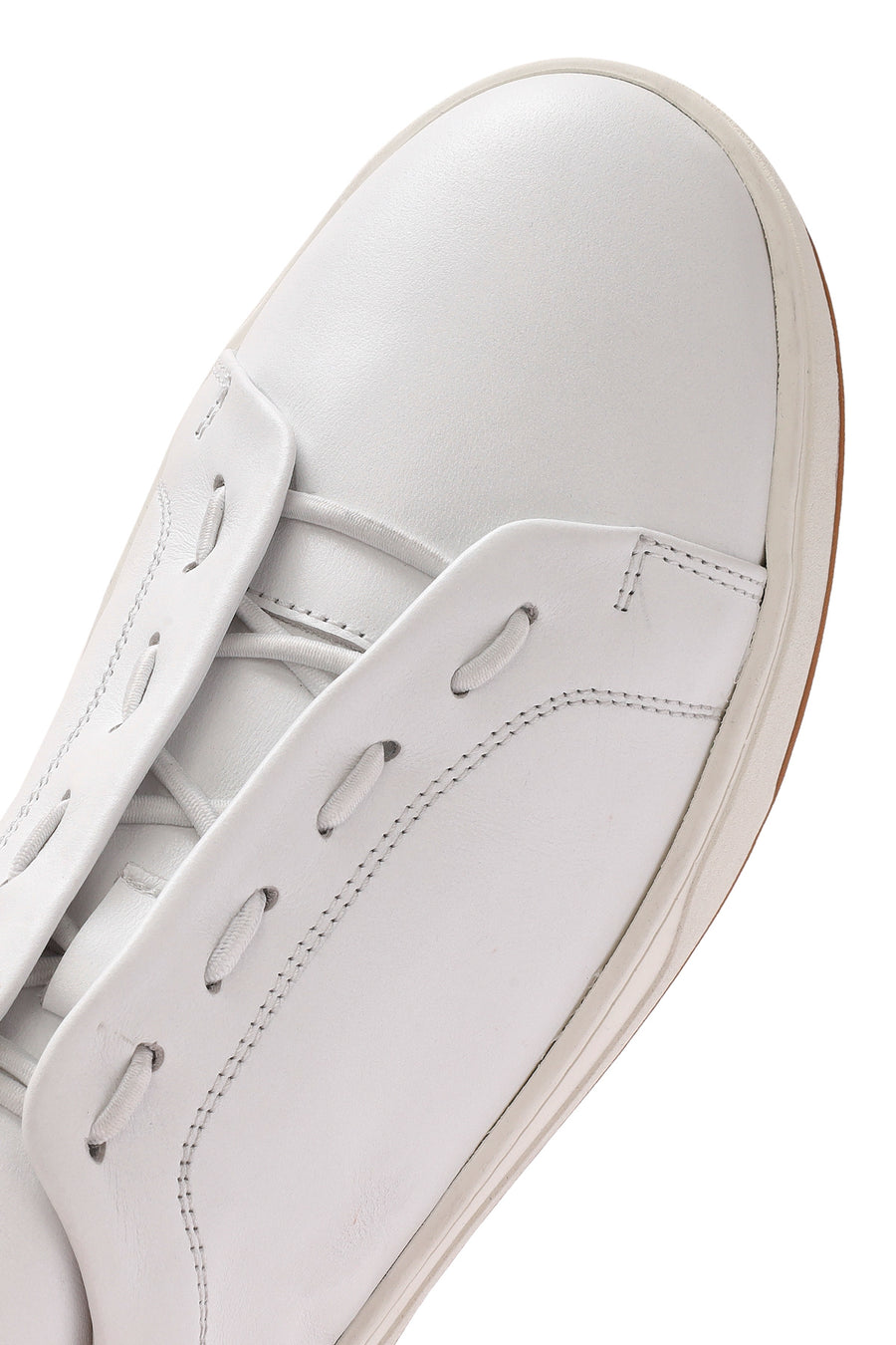 Men's White Lace-up Leather Sneaker