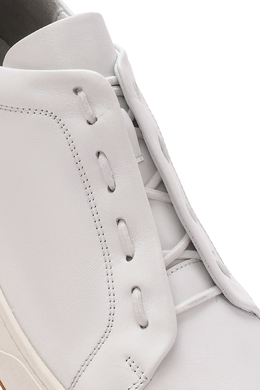 Men's White Lace-up Leather Sneaker