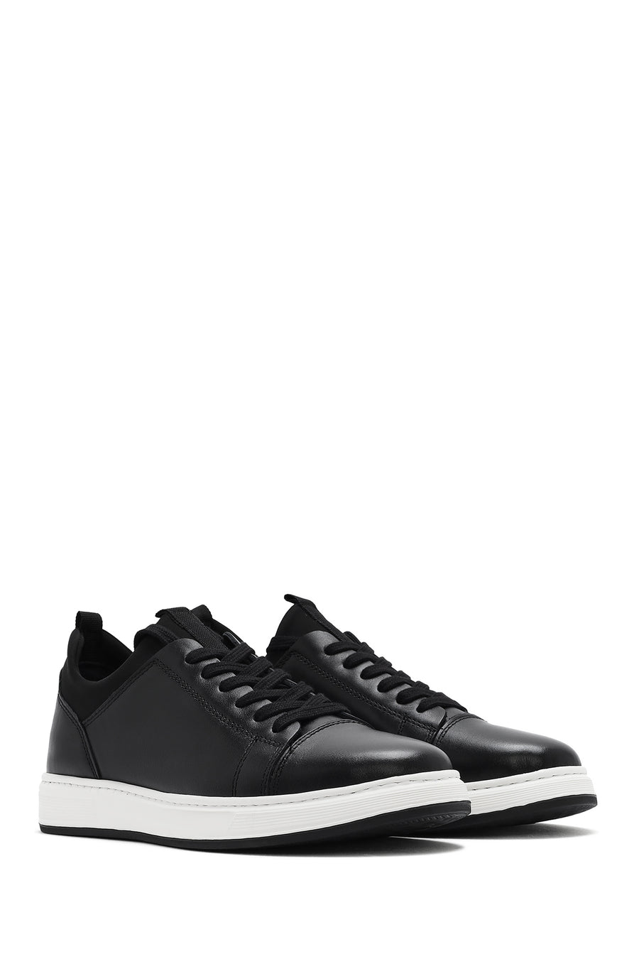 Men's Black Lace-up Leather Sneaker