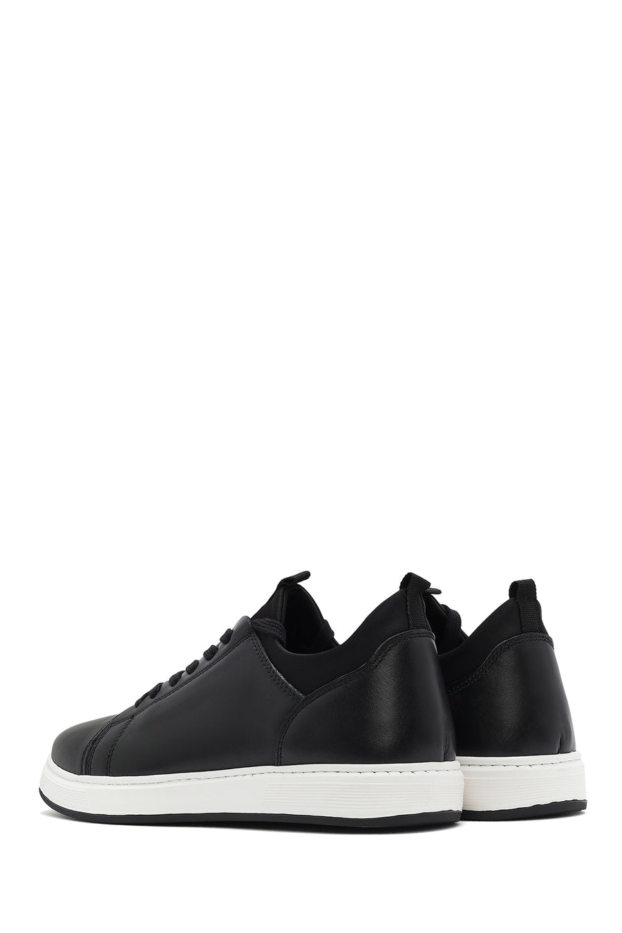 Men's Black Lace-up Leather Sneaker