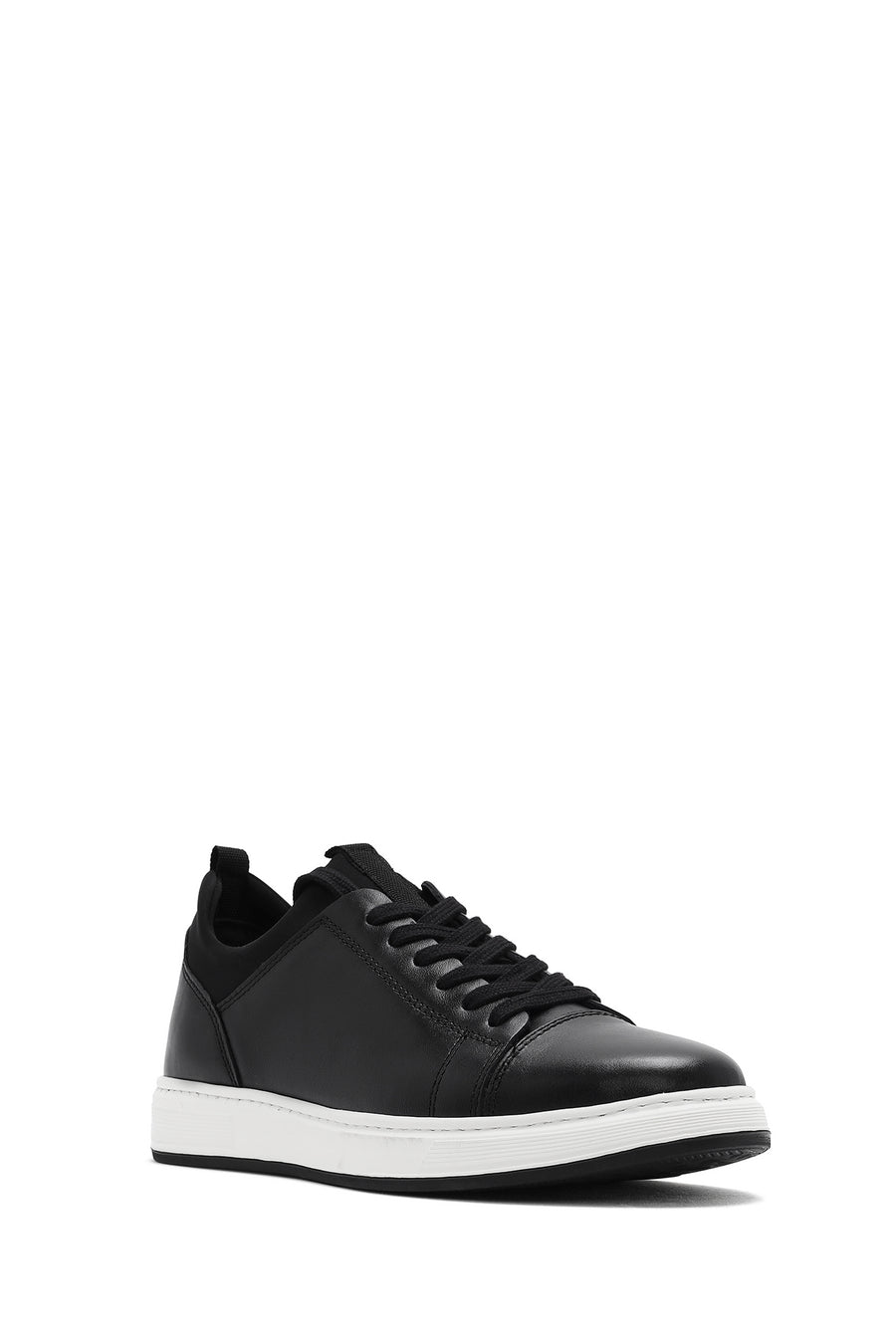 Men's Black Lace-up Leather Sneaker