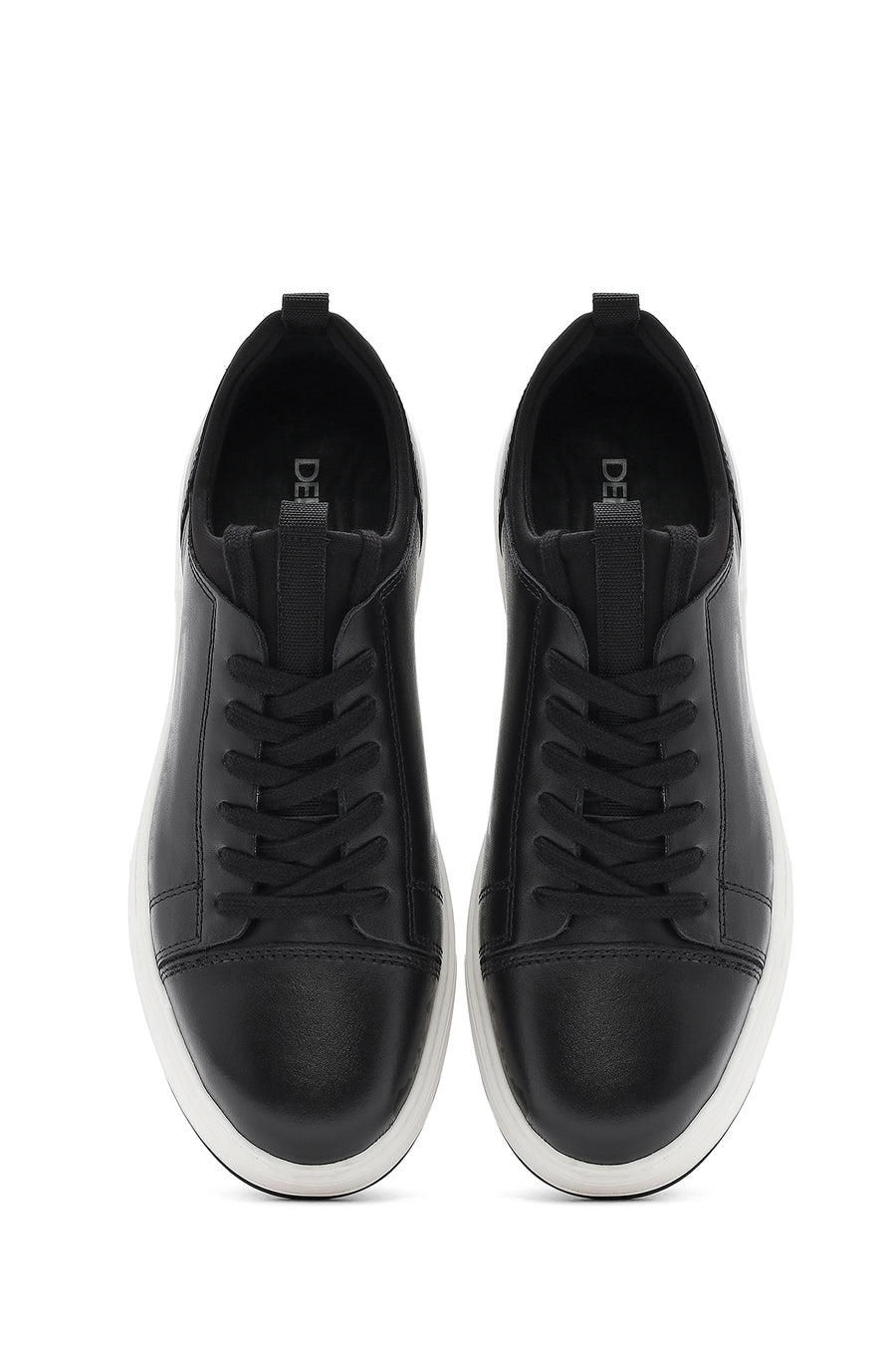 Men's Black Lace-up Leather Sneaker