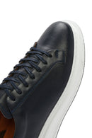 Erkek Lacivert Bağcıklı Deri Sneaker | Derimod