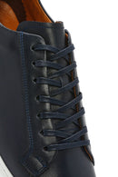 Erkek Lacivert Bağcıklı Deri Sneaker | Derimod