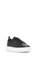 Erkek Siyah Bağcıklı Deri Sneaker | Derimod