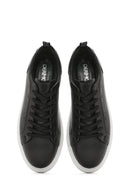 Erkek Siyah Bağcıklı Deri Sneaker | Derimod
