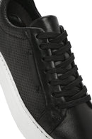 Erkek Siyah Bağcıklı Deri Sneaker | Derimod