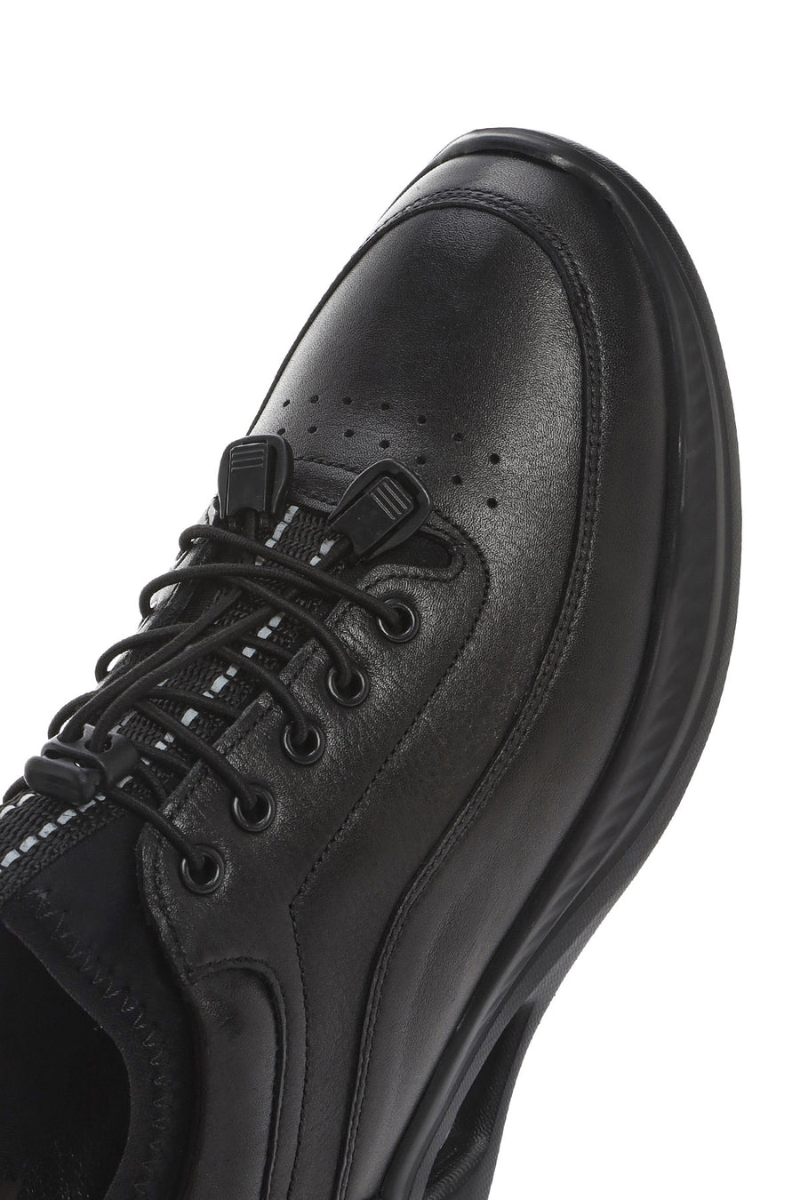 Men's Black Lace-Up Thick-Soled Leather Casual Shoes
