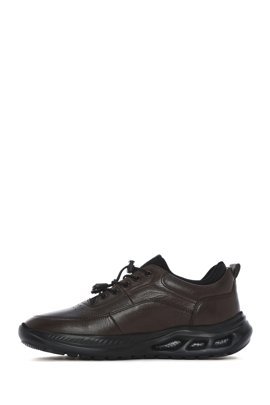 Men's Brown Lace-Up Thick Soled Leather Casual Shoes