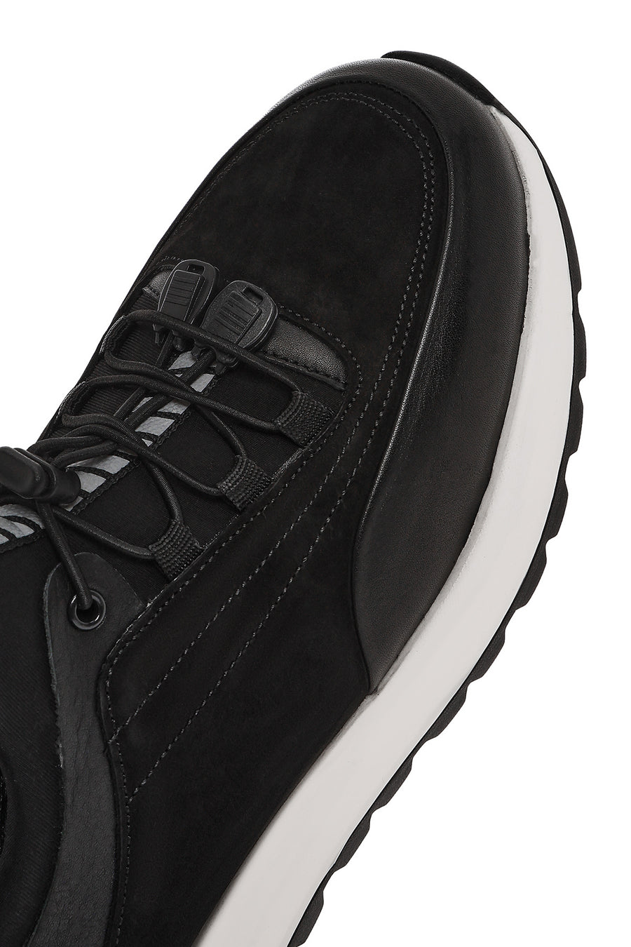 Men's Black Lace-up Leather Sneaker