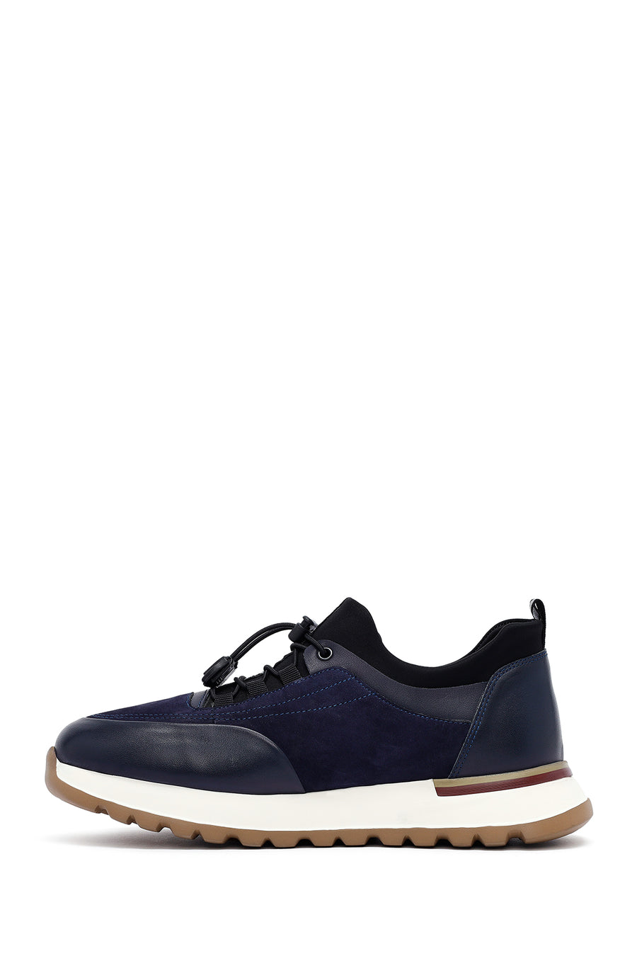 Men's Navy Blue Lace-Up Leather Sneaker