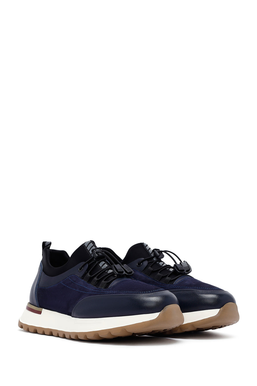 Men's Navy Blue Lace-Up Leather Sneaker