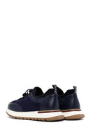 Erkek Lacivert Bağcıklı Deri Sneaker | Derimod