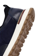 Erkek Lacivert Bağcıklı Deri Sneaker | Derimod